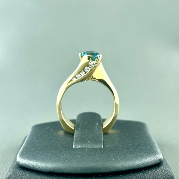 Blue Topaz & Diamond Ring