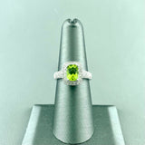14k White Gold Peridot & Diamond Ring