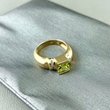 14k Yellow Gold Peridot and Diamond Ring