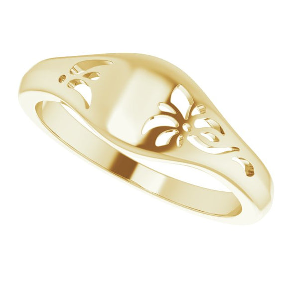 14K Yellow Pierced Floral-Inspired Ring