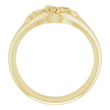 14K Yellow Gold Oval Floral Signet Ring