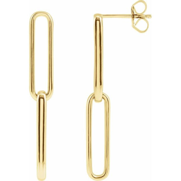 14K Yellow Gold Flat Link Earrings