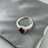 14k White Gold Ruby Halo Diamond Ring