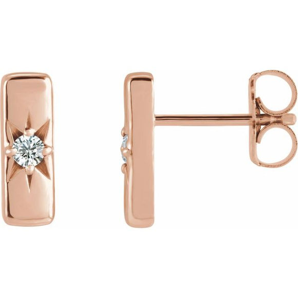 14K Rose Lab-Grown Diamond Starburst Bar Earrings