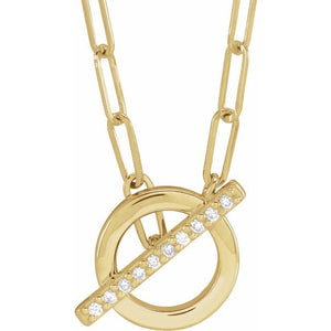 14K Yellow Gold Diamond Toggle Necklace