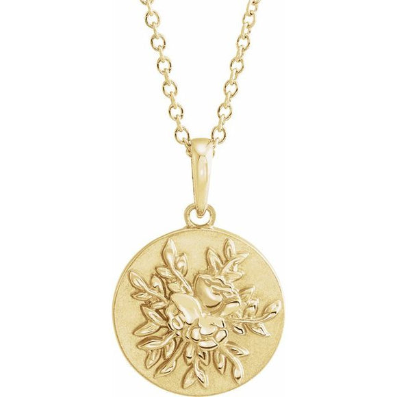 14K Yellow Gold Floral Necklace