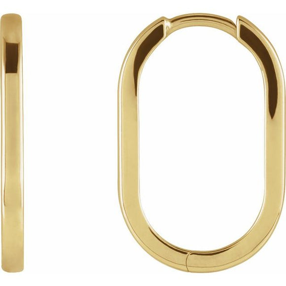 14K Yellow Gold Oval Huggie Earrings