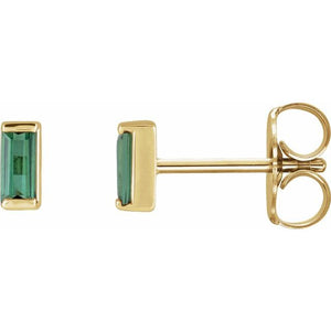 Natural Green Tourmaline Channel-Set Earrings