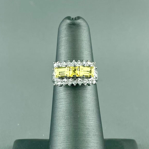 14kw Yellow Sapphire & Diamond Ring