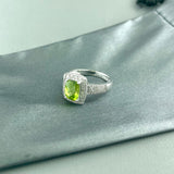 14k White Gold Peridot & Diamond Ring
