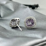 14kw Lavender Quartz & Diamond Earrings