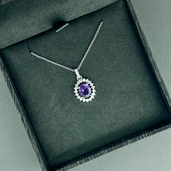 14kw Purple Sapphire & Diamond Pendant