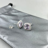 14kw Lavender Quartz & Diamond Earrings