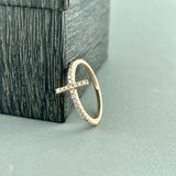 14kr Sideways Cross Diamond Ring