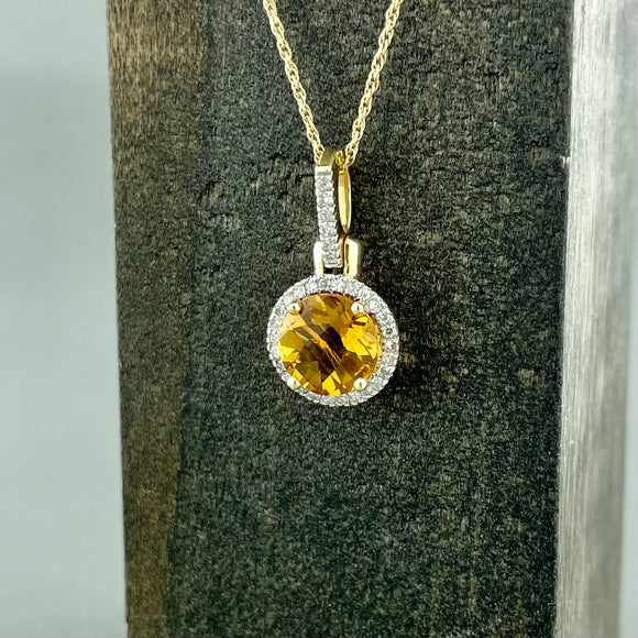 14ky Citrine & Diamond Pendant