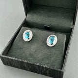 14kw Blue Zircon & Diamond Earrings