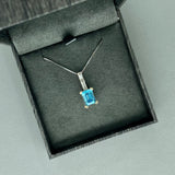 14ky/w Blue Topaz and Diamond Pendant