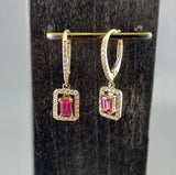 14ky Pink Tourmaline & Diamond Earrings