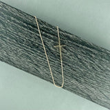 14kw Sideways Cross Necklace