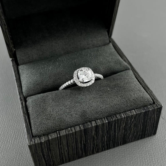 14kw Cushion Cut Halo Lab Grown Diamond Engagement Ring