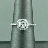 14kw Cushion Cut Halo Lab Grown Diamond Engagement Ring