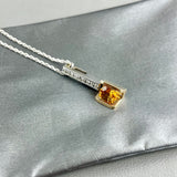 14ky/w Citrine & Diamond Pendant