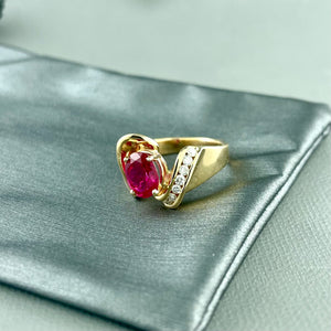 14k Yellow Gold Ruby & Diamond Ring