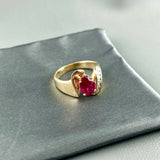 14k Yellow Gold Ruby & Diamond Ring