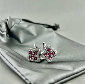 18kw Pink Sapphire and Diamond Earrings